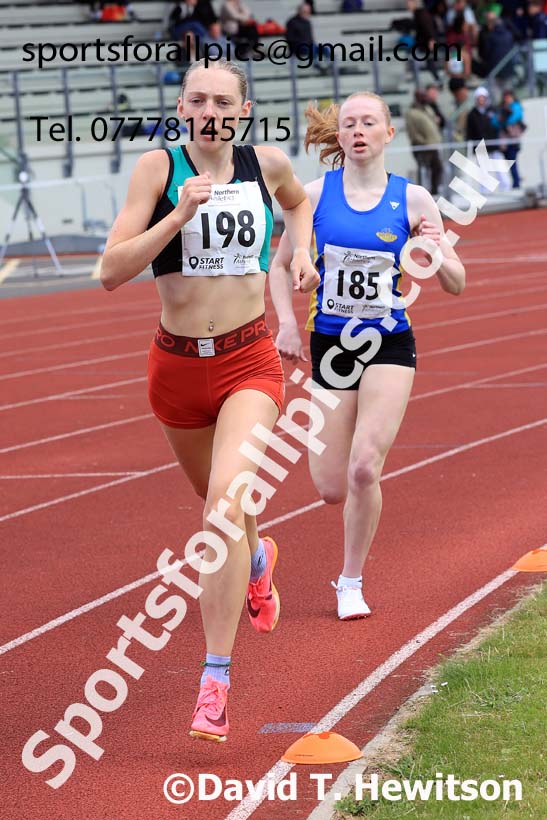 Womens Under-20s 1500 metres, 2024 Northern Senior and Under-20s Track and Field Champs, Middlesbrough.  Photo: David T. Hewitson/Sports for All Pics